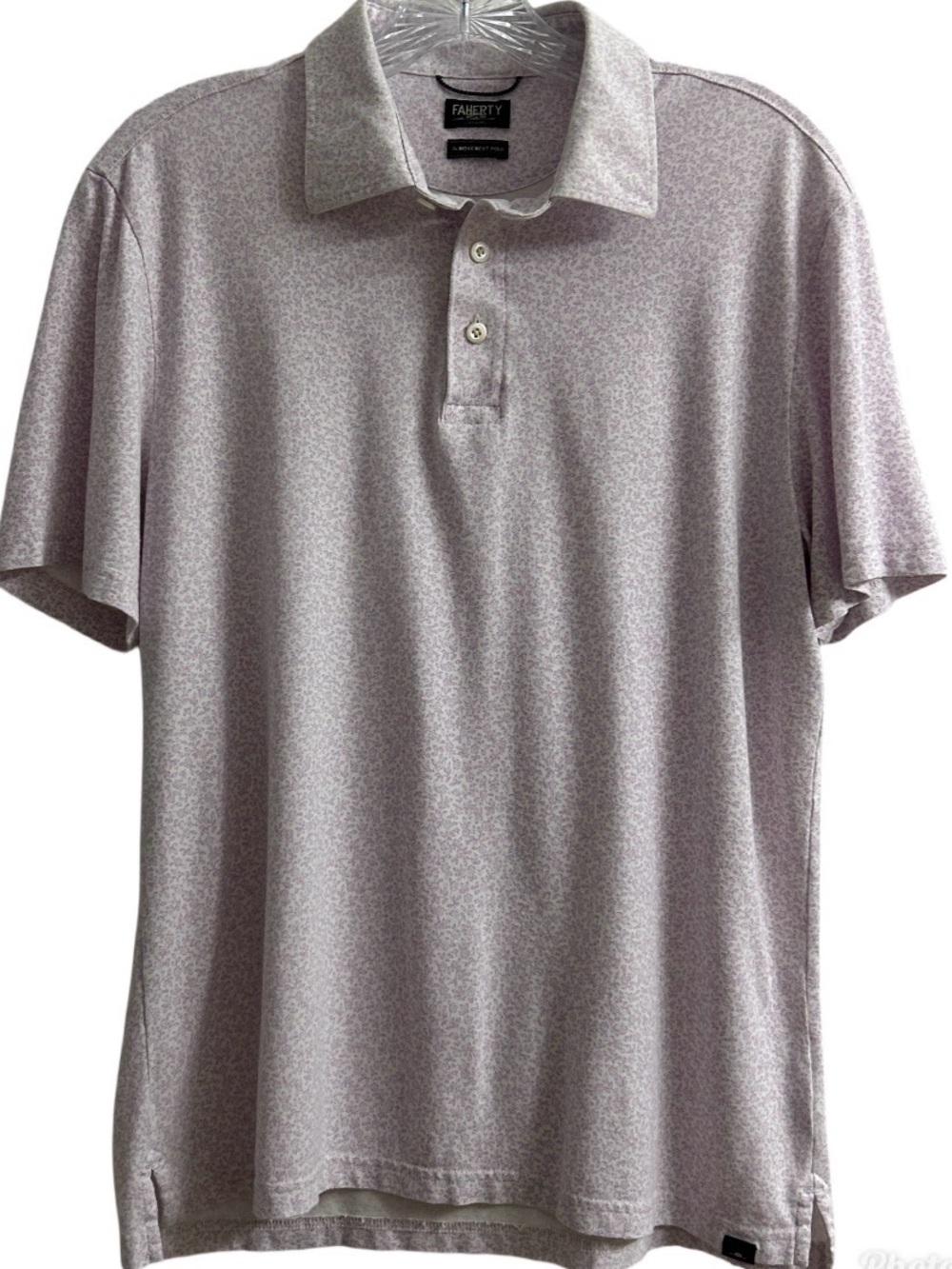 Faherty Reserve The Movement Light Lavender Micro-Print Polo Shirt M